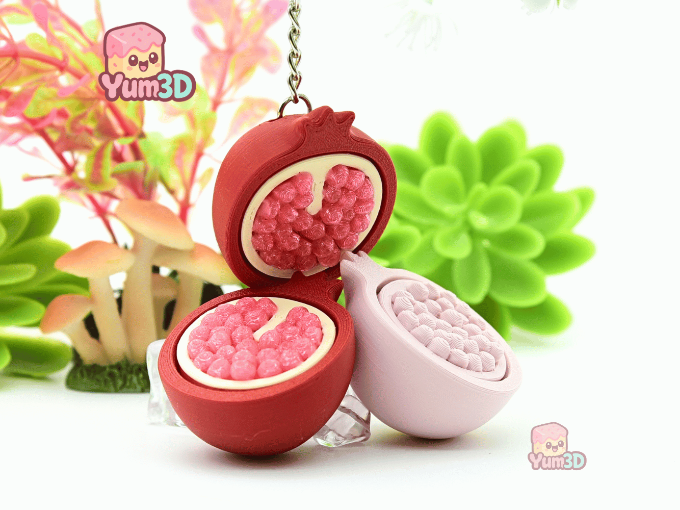 👌 Yum3D Clicky Pomegranate Fidget Clicker Keychain - Cute